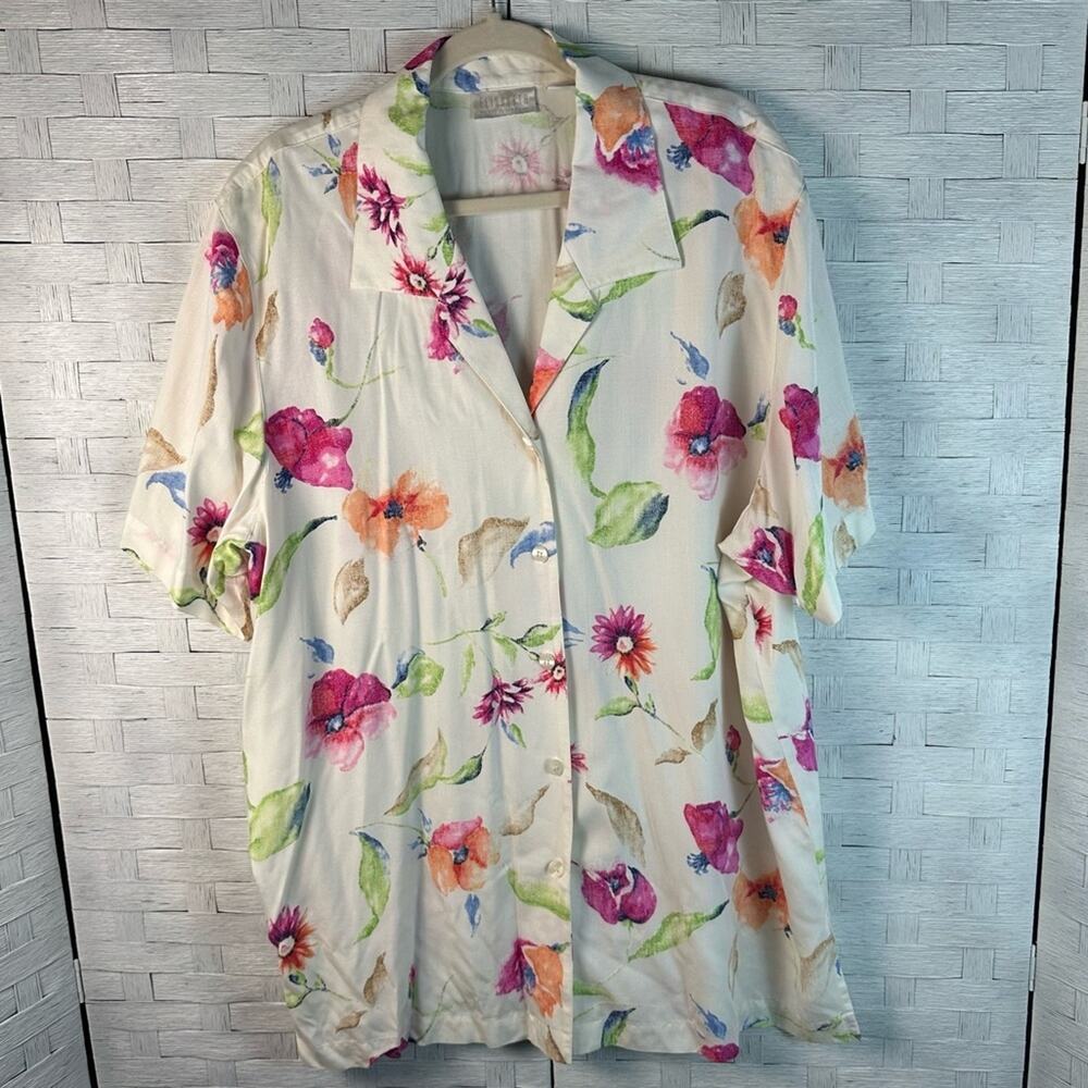 JM Collection Orange blue tunic pull over 3/4 sleeve bohemian colorful plus size